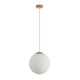 300mm Sphere Opal Glass Shade Pendant Light With Satin Brass Metalware E27 IP20 25W 300mm Sphere Opal Glass Shade Pendant Light With Satin Brass Metalware E27 IP20 25W
